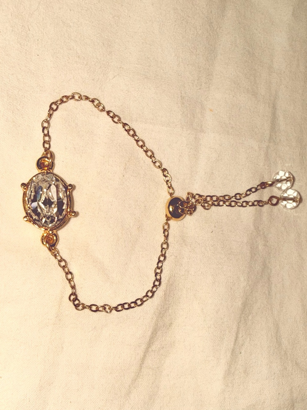 Vintage Retro Gold Tone Clear Crystal Chain Bracelet Adjustable